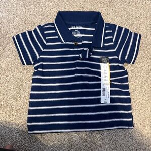 Baby Polo Shirt Blue White Stripes Collar New Size 12m